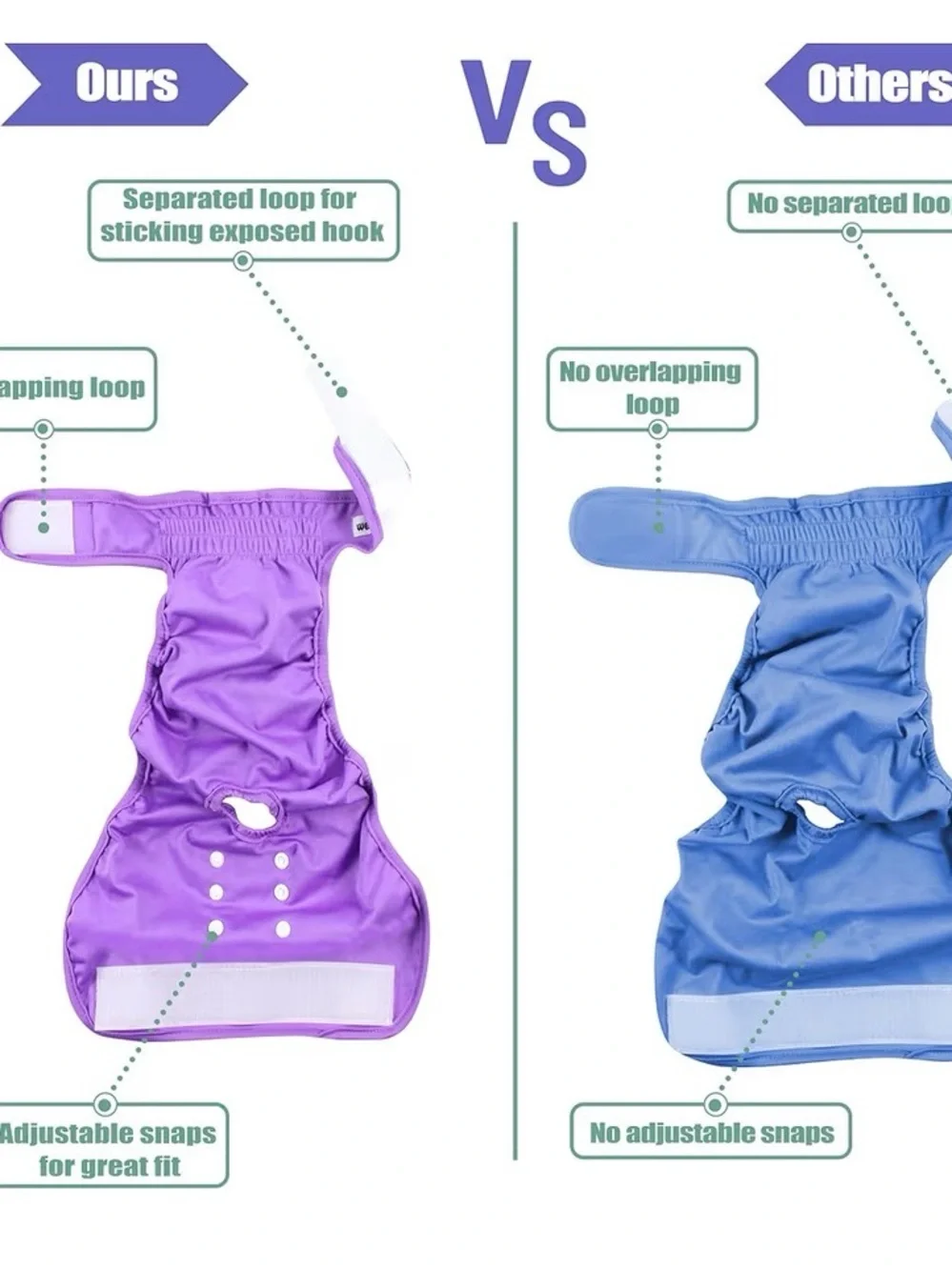 Assorted Washable Female Dog Diapers 10pack size S
